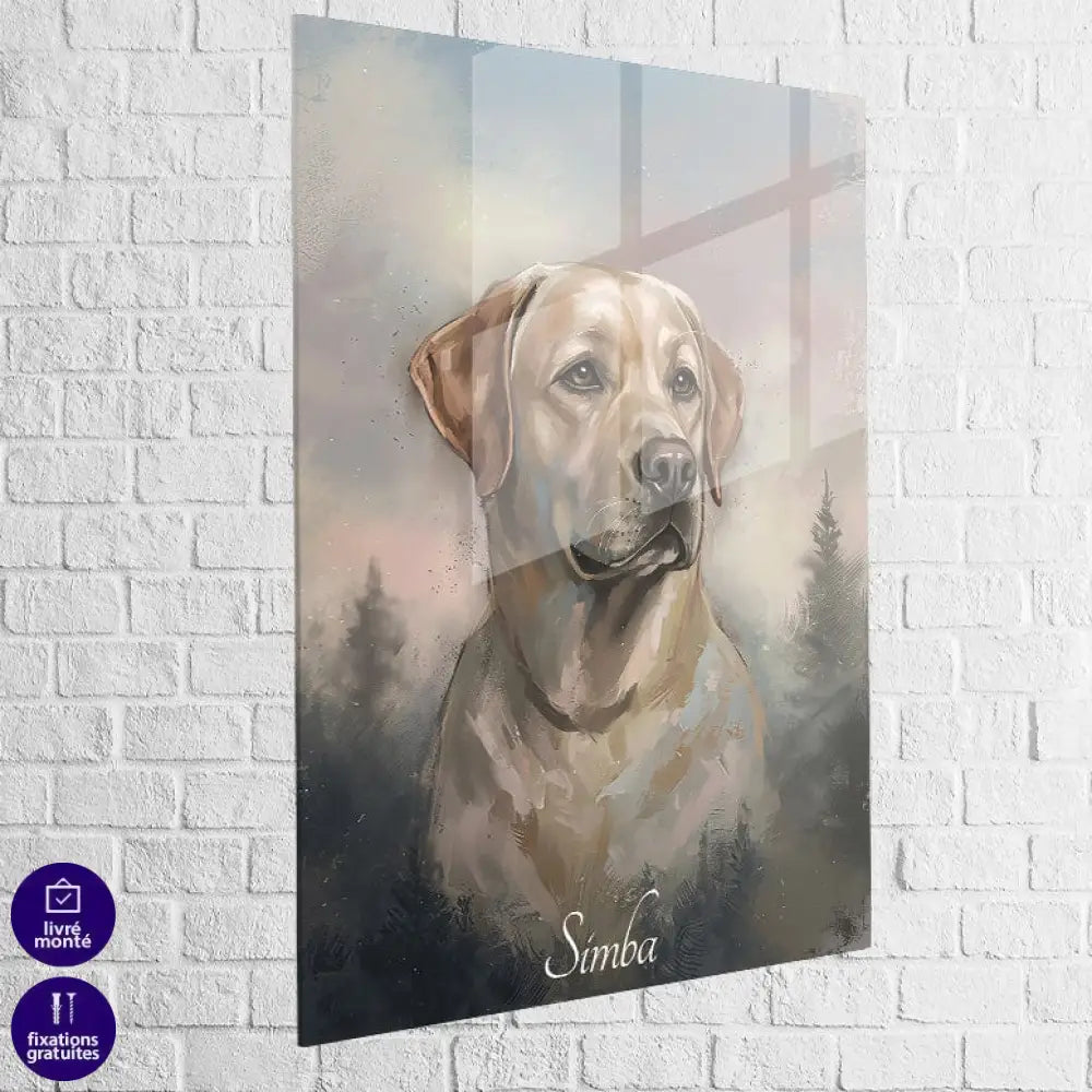 portrait élégant de chien sur fond pastel