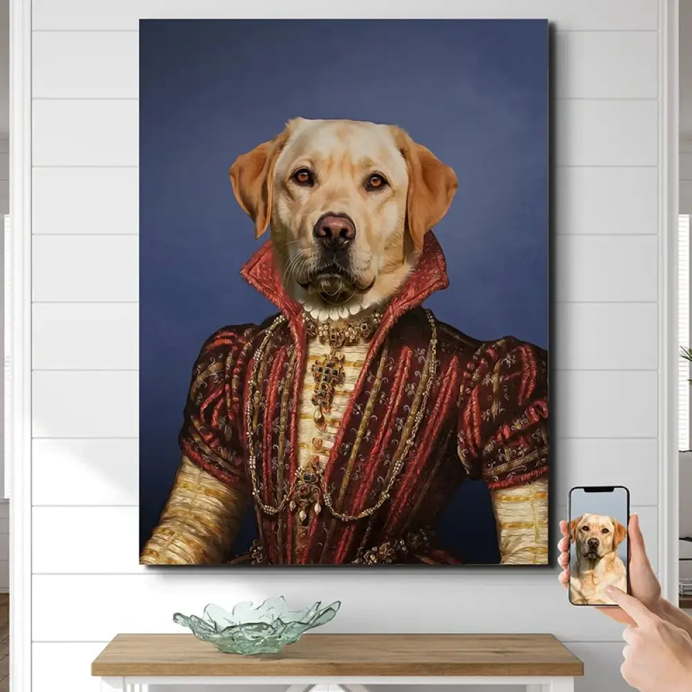 Tableau Chien Personnalisé en costume noble Élégance Royale