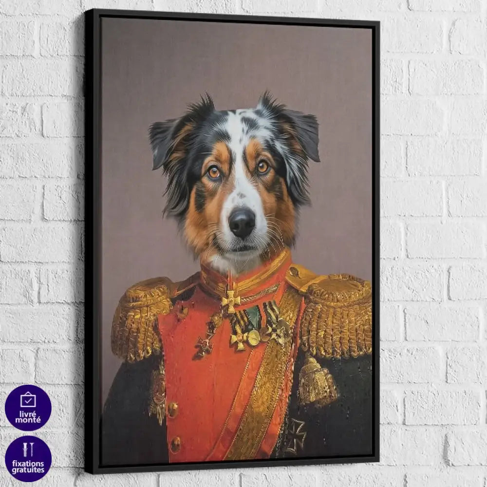 tableau chien personnalisé médailles et uniforme impérial