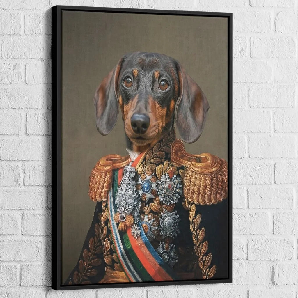 Tableau Chien Personnalisé Historique – Héros Décoré 60x80cm / Cadre Noir Tableau Chien