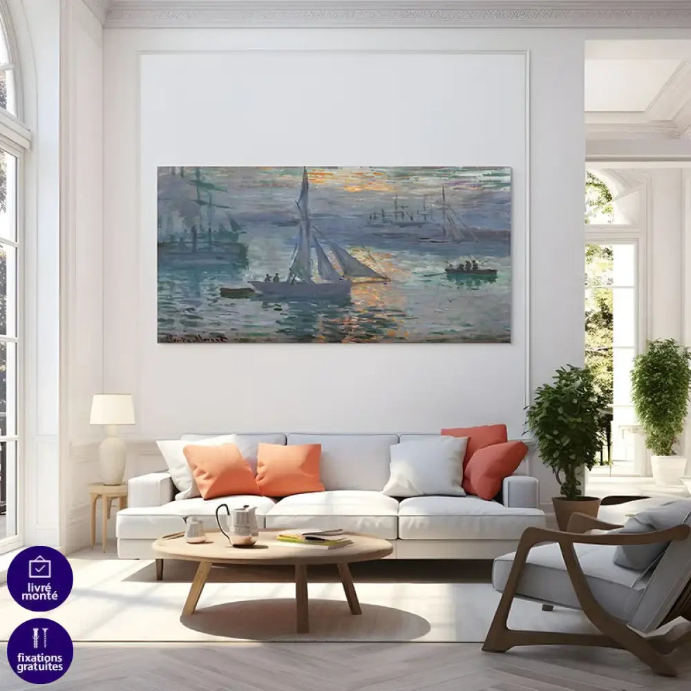 Détail des touches impressionnistes sur les vaguelettes et le ciel