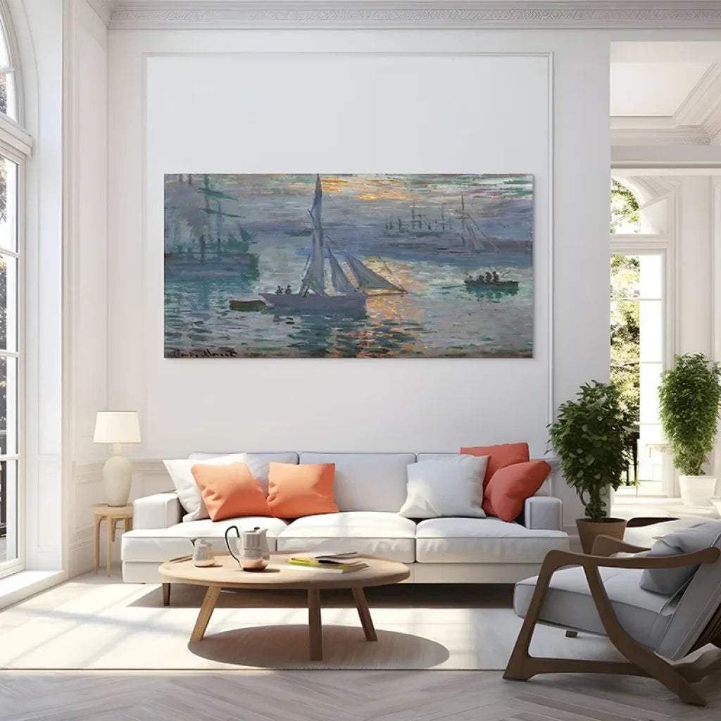 Détail des touches impressionnistes sur les vaguelettes et le ciel