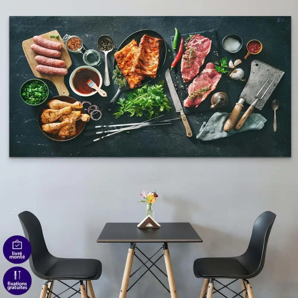 Tableau Cuisine La Viande sur Ardoise - Montableaudeco