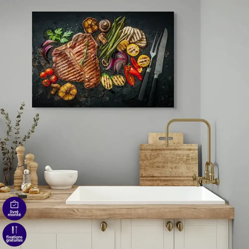 Tableau moderne gastronomie grillades et convivialité
