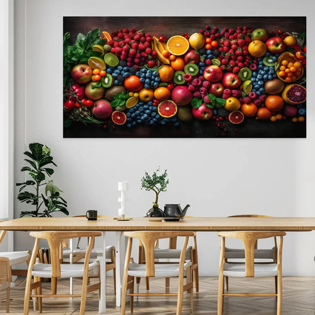 Tableau Cuisine Les Fruits 40x80cm / Toile tendue sur châssis Tableau Cuisine