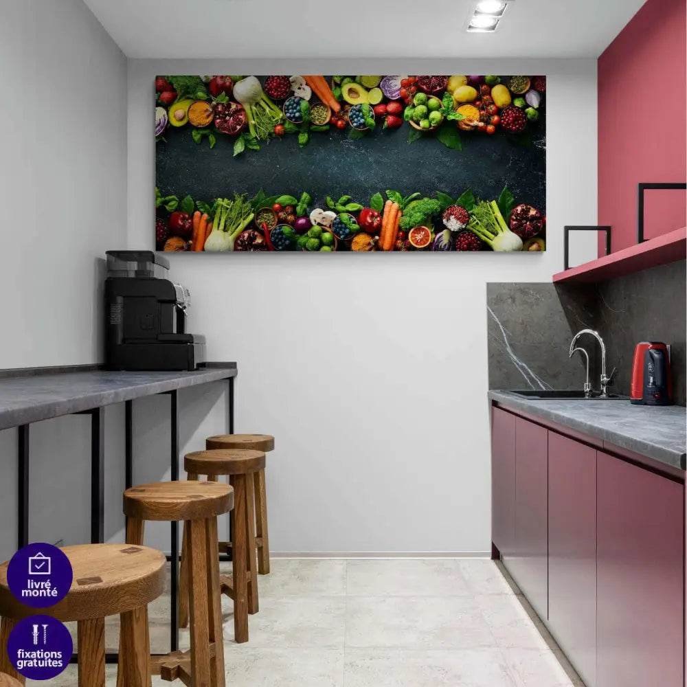 Tableau Cuisine Panoramique Épices et Légumes - Montableaudeco