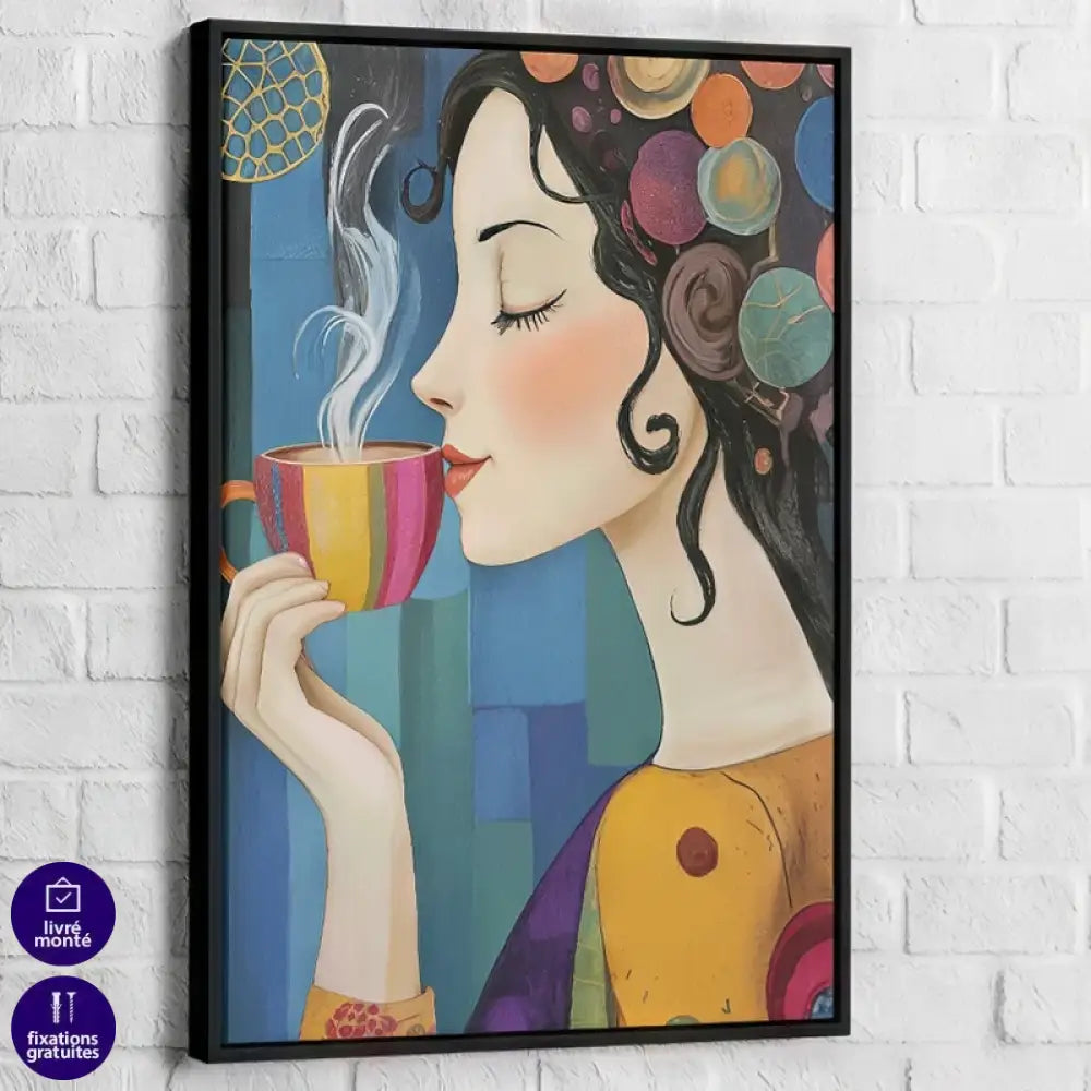 Illustration murale idéale pour coin café, cuisine ou salon contemporain