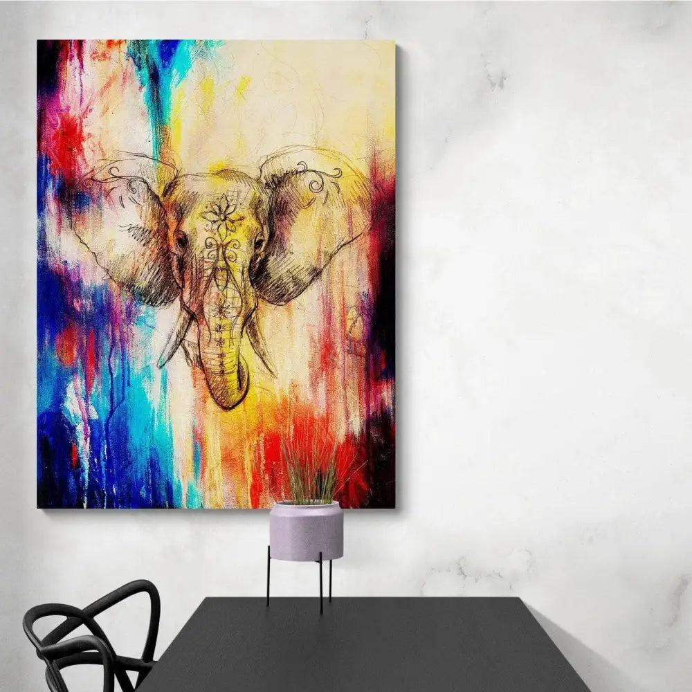 Tableau Éléphant Coloré - Montableaudeco
