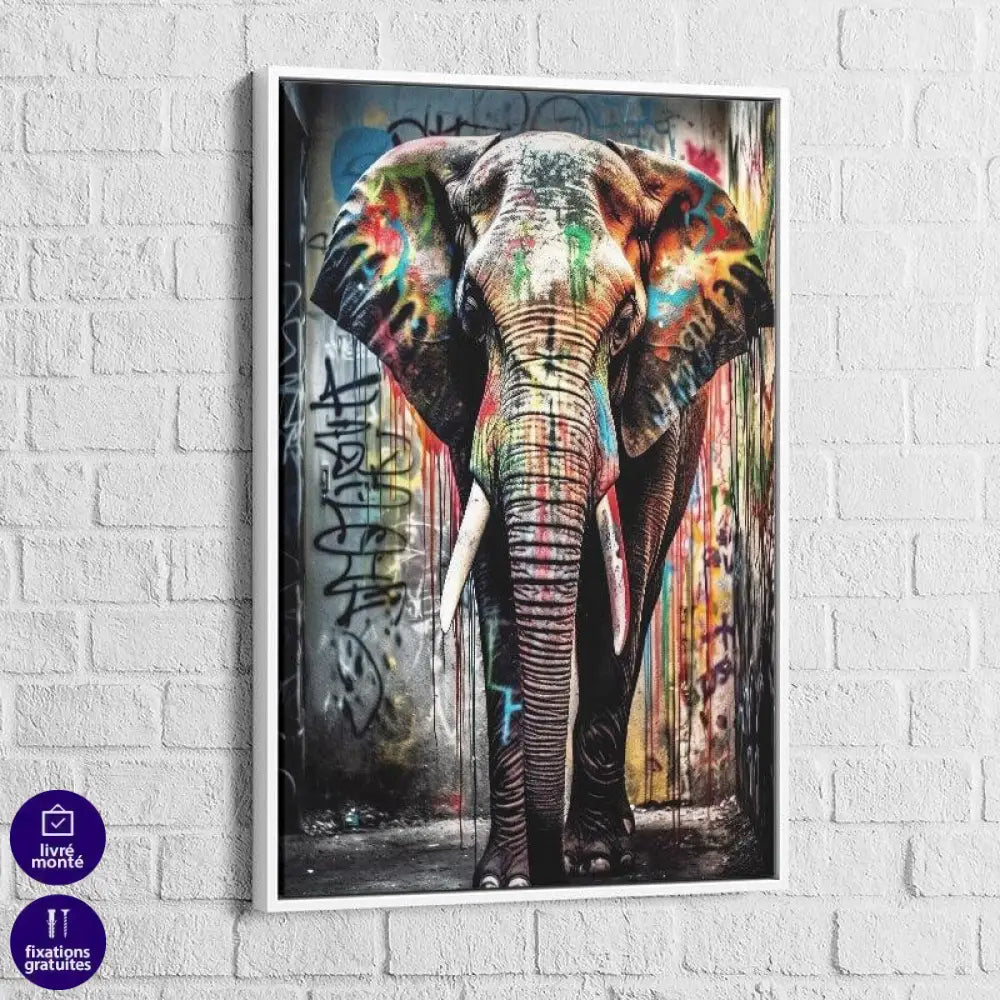 Tableau Elephant Coloré Graffiti - Montableaudeco