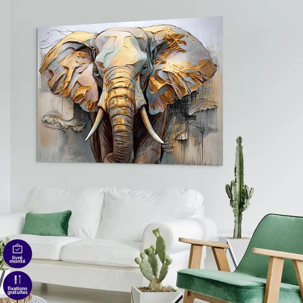 Tableau Éléphant Doré Tableau Éléphant