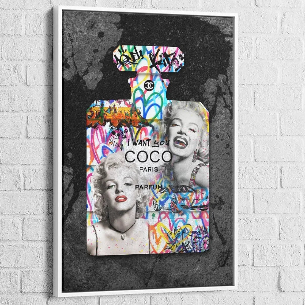 tableau déco fashion monroe cadre blanc