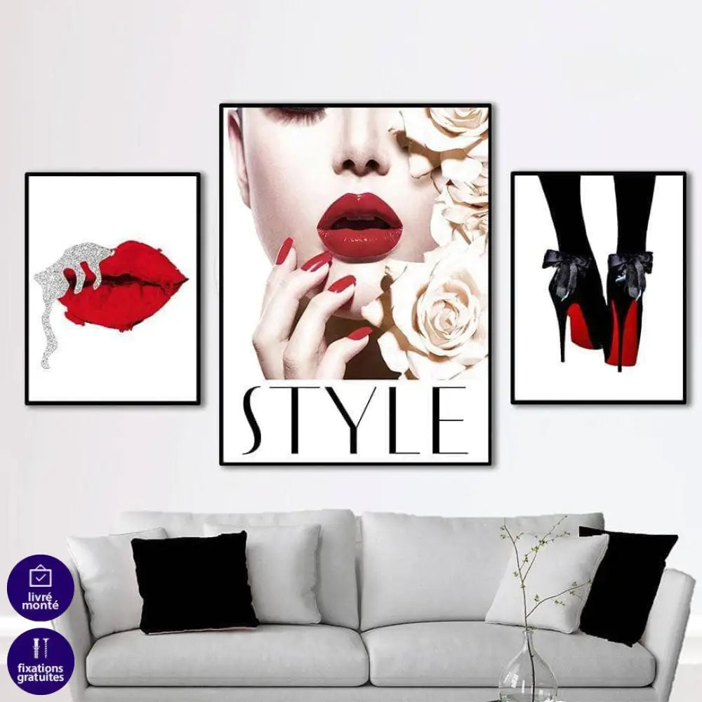 Tableau Fashion Tendance Rouge 8 Pièces - Montableaudeco