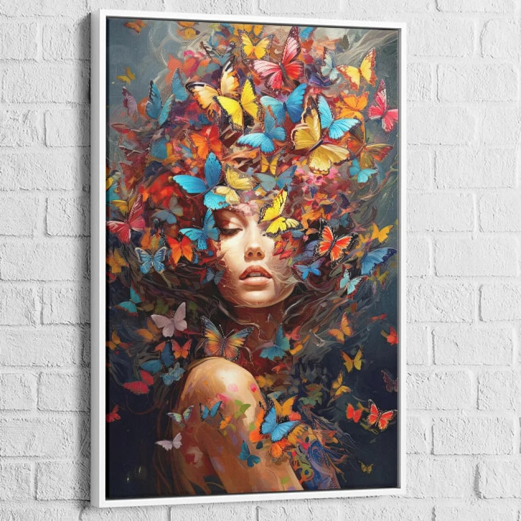 Tableau Femme Beauté Surréaliste 40x60cm / Cadre Blanc Tableau Femme