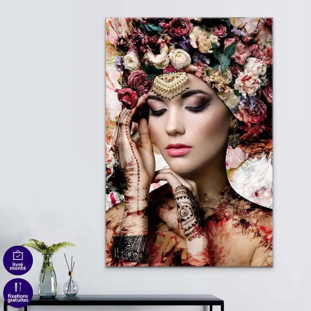 Tableau Femme de Fleurs 3 Pièces - Montableaudeco