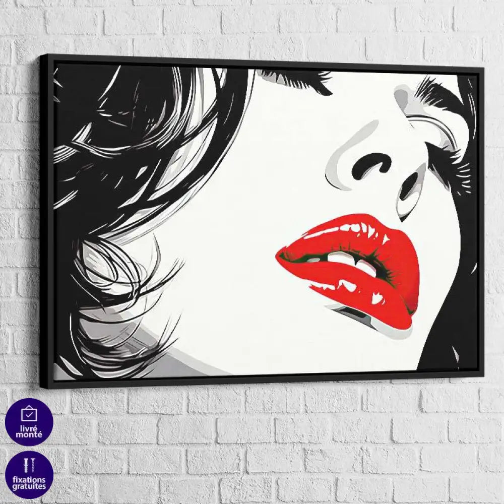 Tableau Femme noir et blanc lèvres rouge - Montableaudeco