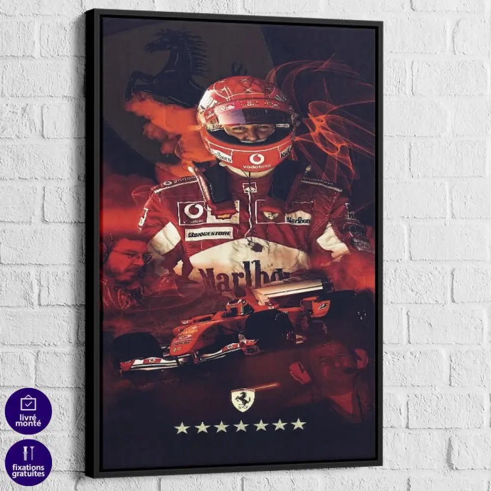 Tableau Ferrari et Schumacher Symbiose de Vitesse