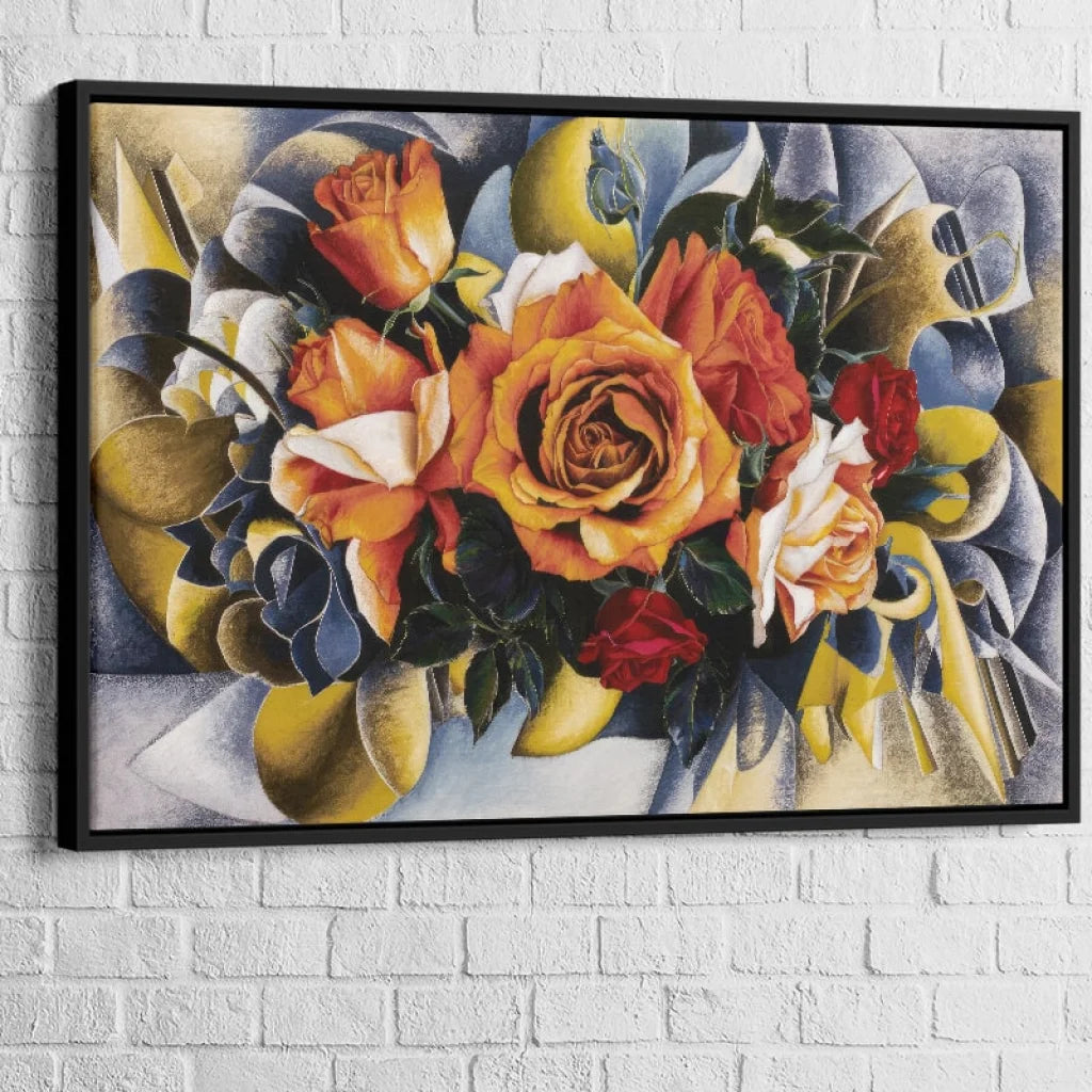 Tableau Fleur Carnaval de Roses 40x60cm / Cadre Noir Tableau Fleur