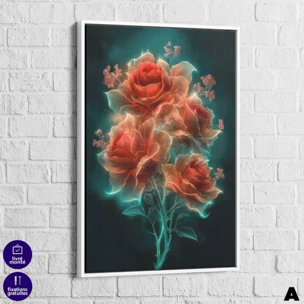 Tableau Fleur Les 3 Fleurs 40x60cm / Cadre blanc / A Tableau Fleur
