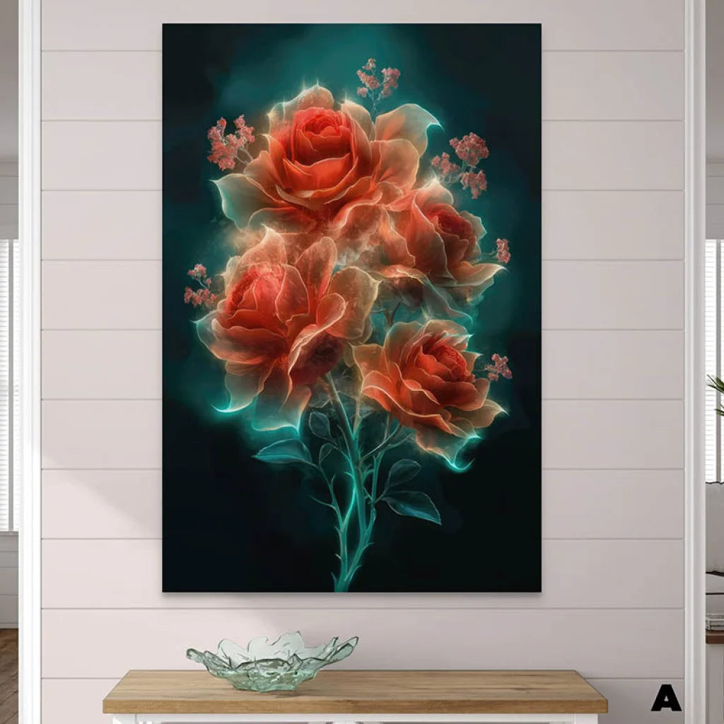 Tableau Fleur Les 3 Fleurs 40x60cm / Toile tendue sur châssis / A Tableau Fleur