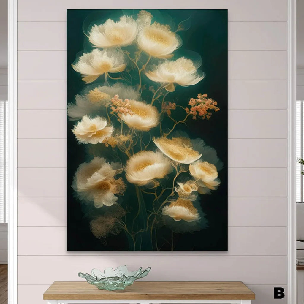 Tableau Fleur Les 3 Fleurs 40x60cm / Toile tendue sur châssis / B Tableau Fleur