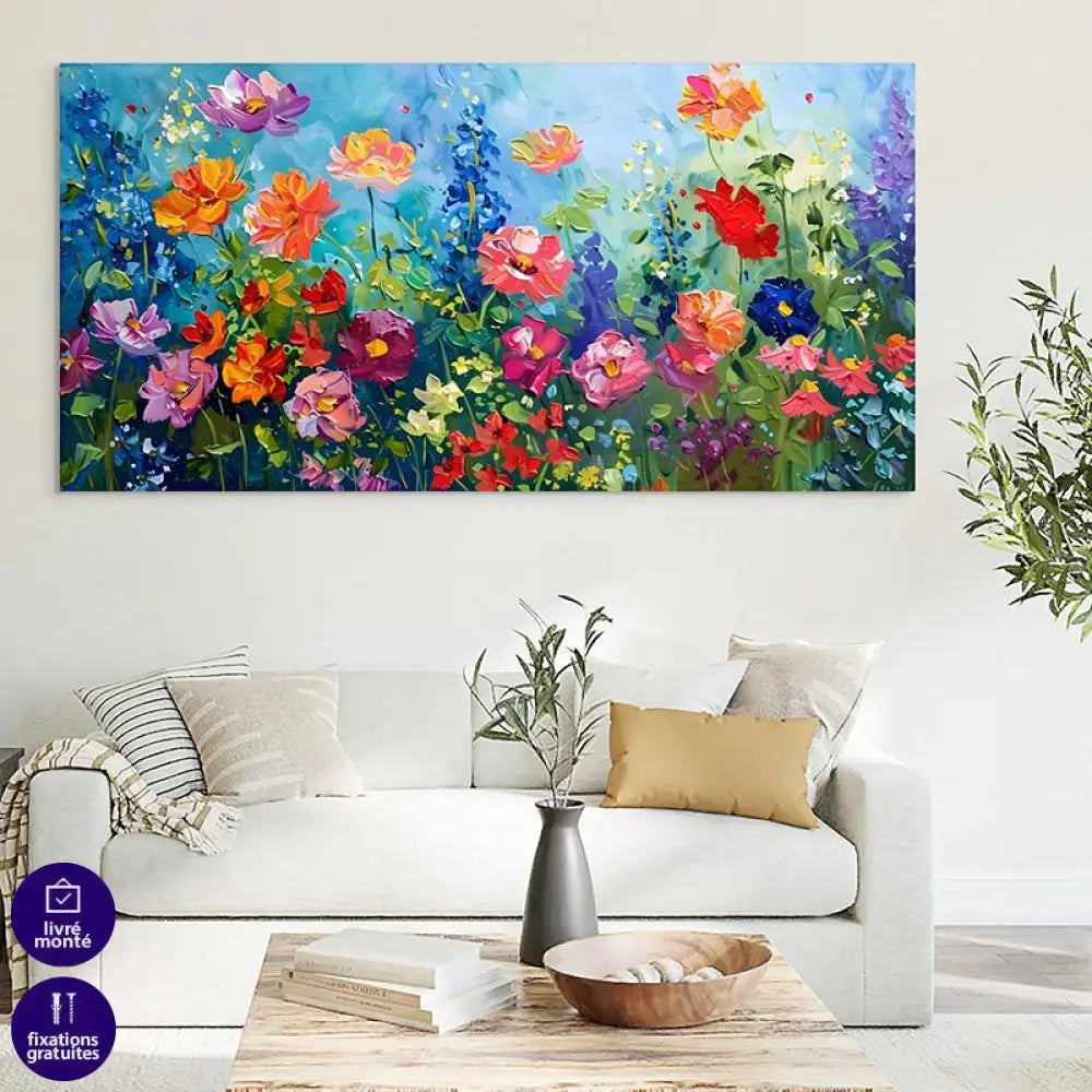 Tableau Fleur Paradis Botanique 40x80cm / Toile tendue sur châssis Tableau moderne