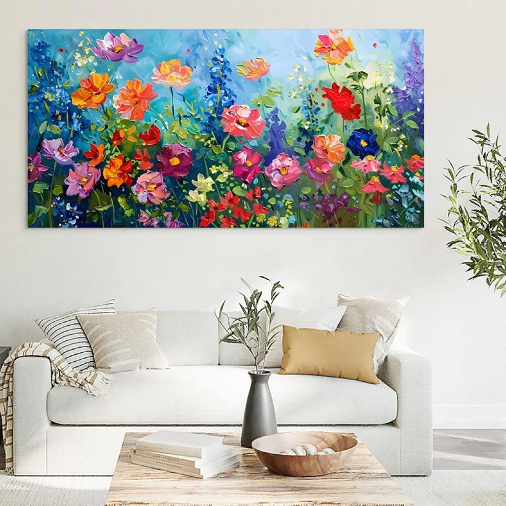Tableau Fleur Paradis Botanique 40x80cm / Toile tendue sur châssis Tableau moderne