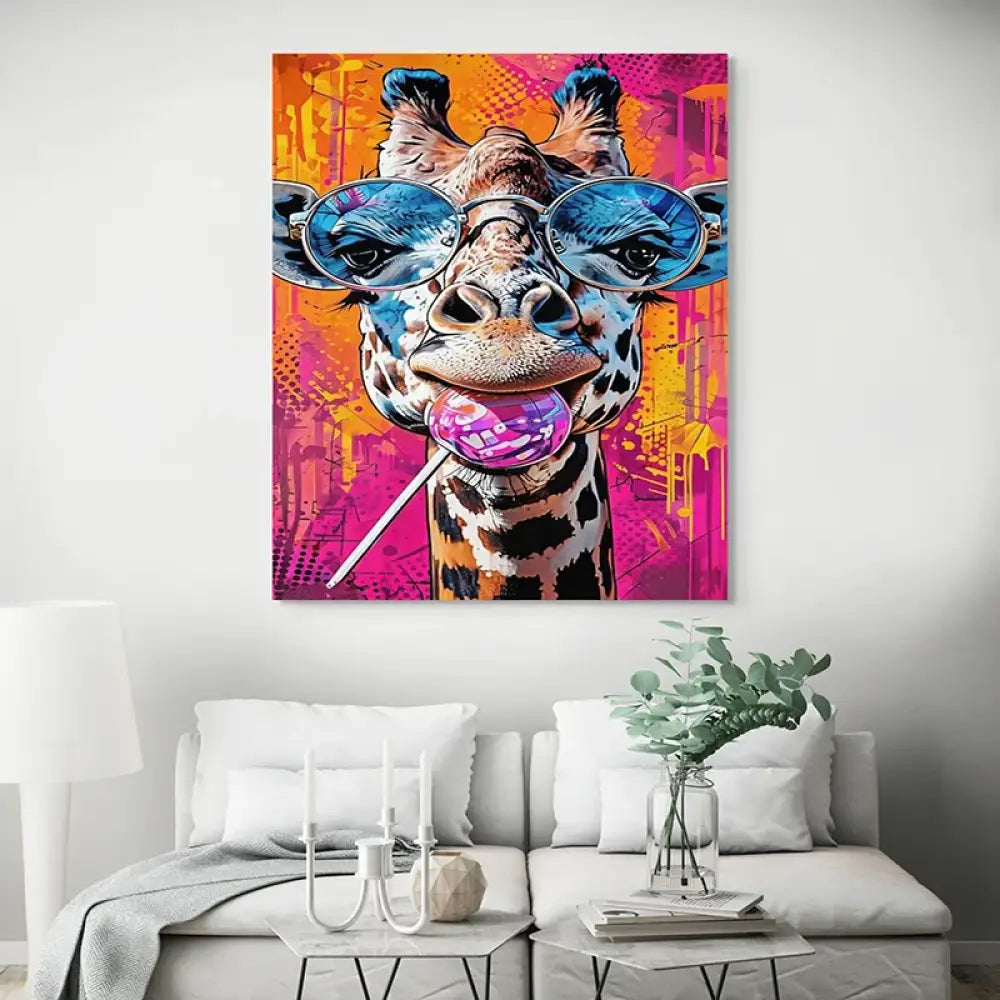 Tableau Girafe Pop Art Lunettes Tableau Girafe