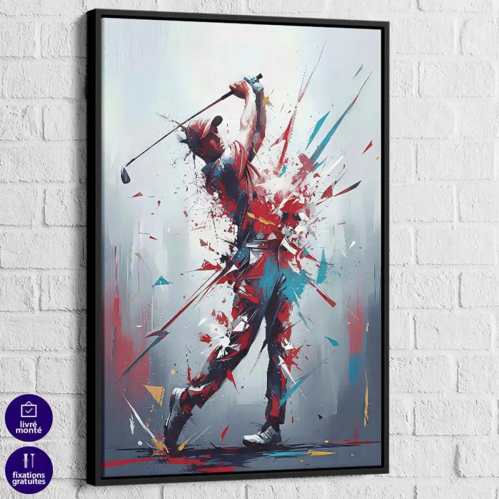 Tableau golf – Swing Explosif, cadre noir
