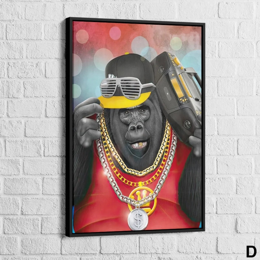 Tableau Gorille Gangsta 40x60cm / Cadre Noir / D Tableau Animaux