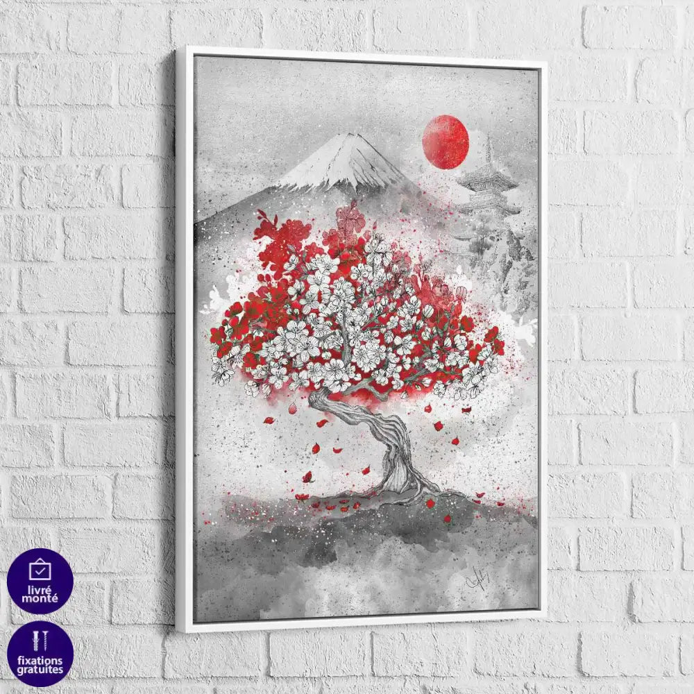 Tableau Japonais Cerisier et Mont Fuji - Montableaudeco