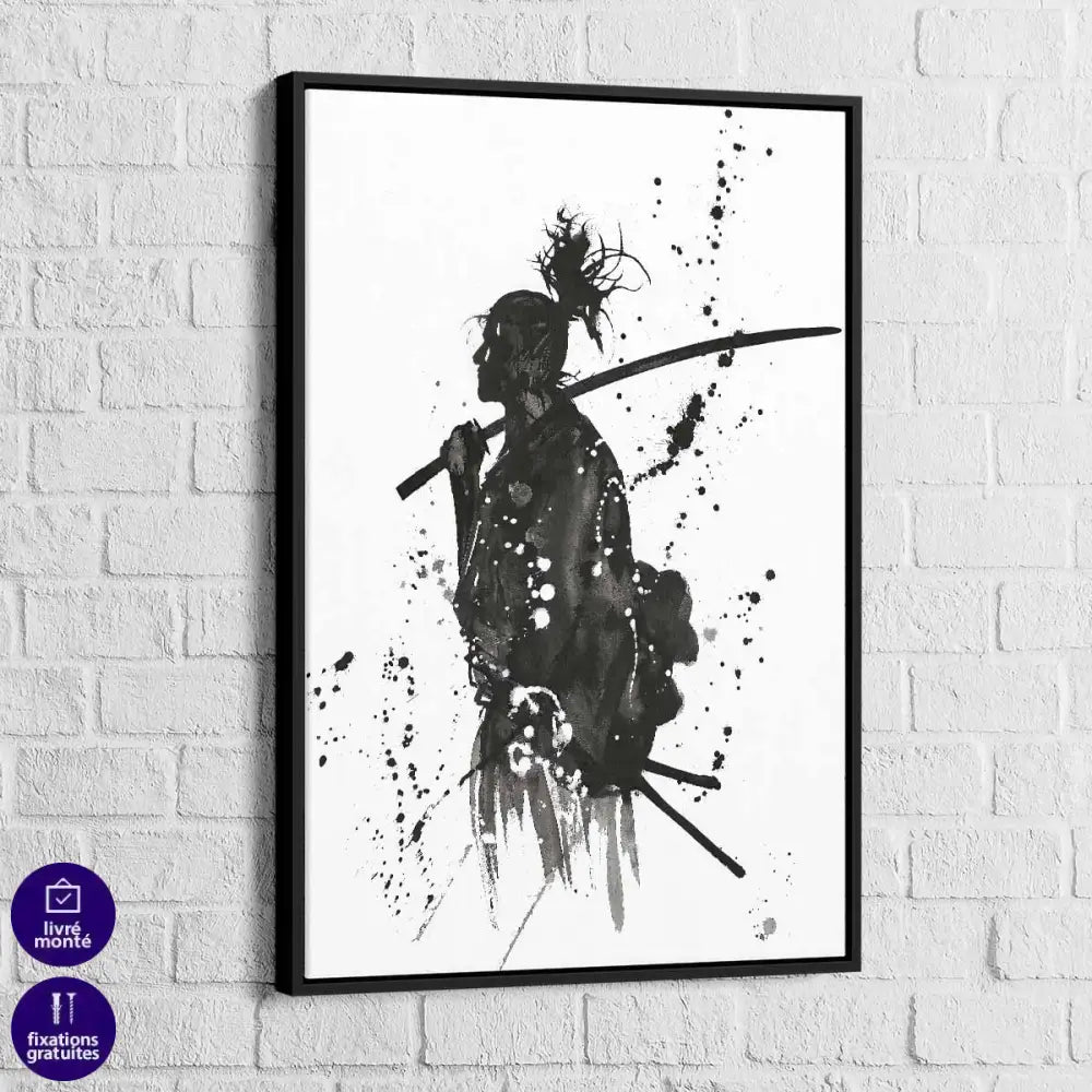 Tableau Japonais Le Samouraï Noir et Blanc - Montableaudeco