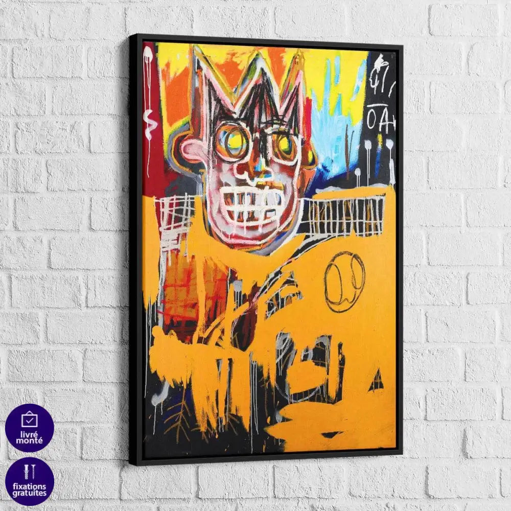 Tableau Jean Michel Basquiat Orange Sports Figure - Montableaudeco