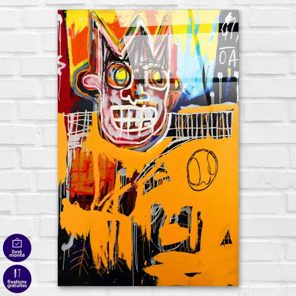 Tableau Jean Michel Basquiat Orange Sports Figure - Montableaudeco