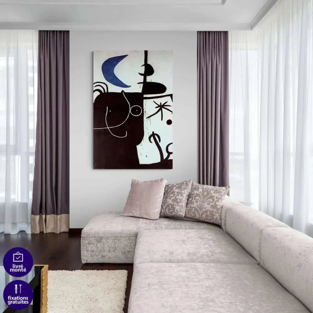 Tableau Joan Miro Femme devant la lune - Montableaudeco