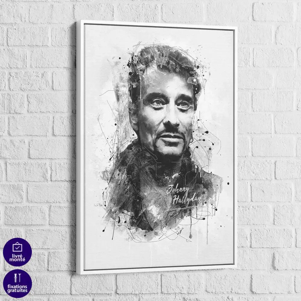 Tableau Johnny Hallyday Le Noir et Blanc - Montableaudeco