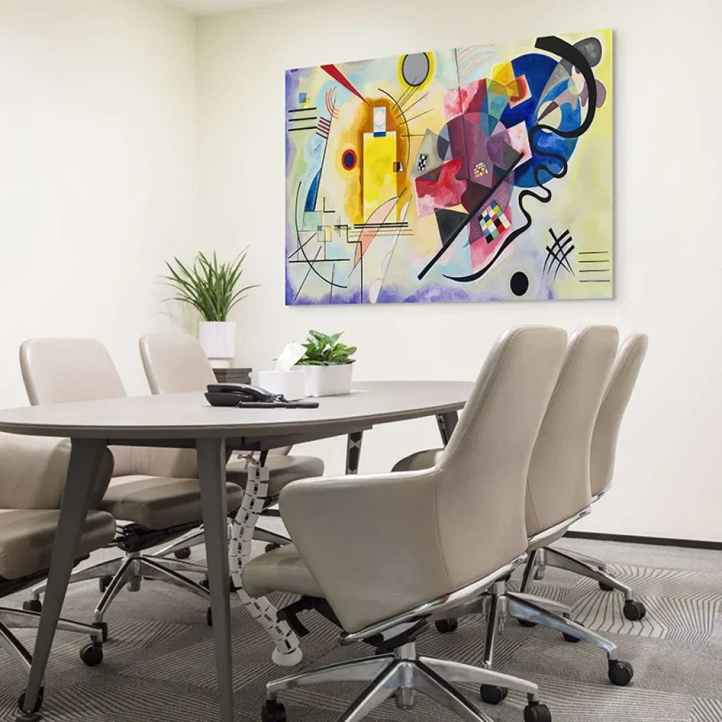 Toile tendue sur châssis, rendu galerie pour Jaune Rouge Bleu