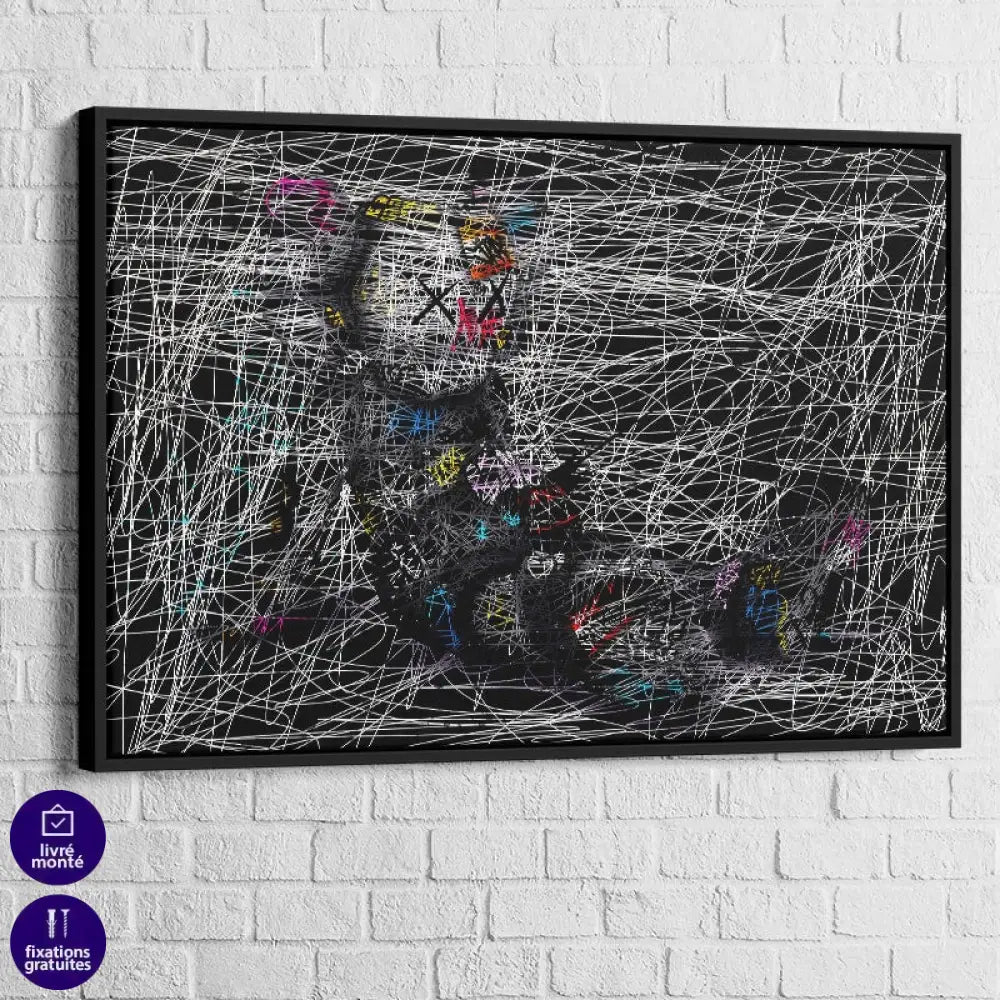 tableau kaws le dormeur de craie avec cadre noir