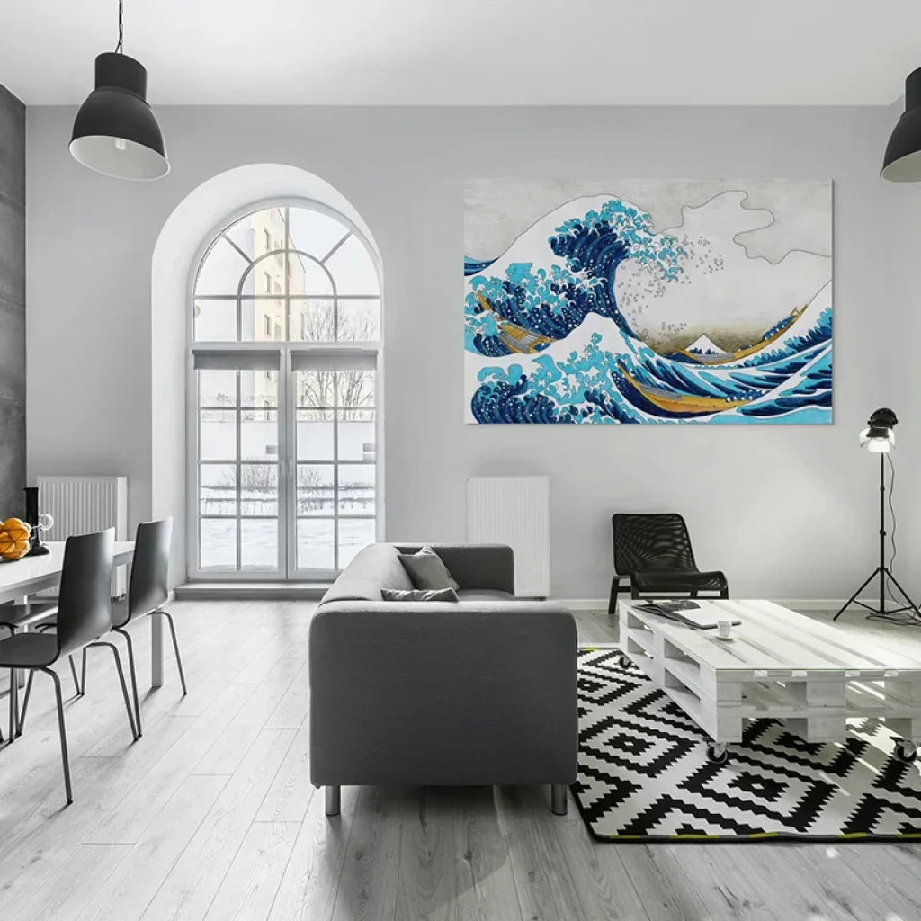 toile murale la grande vague de kanagawa japonaise