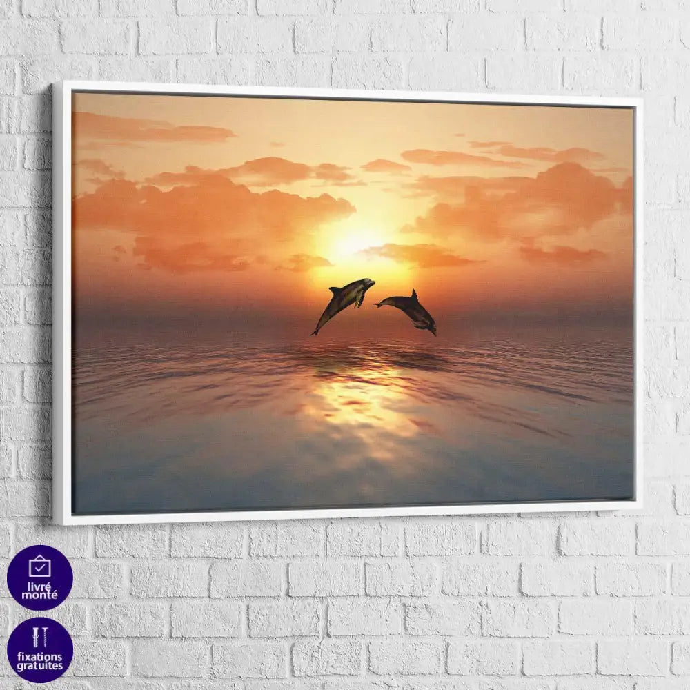 Tableau Les Dauphins Coucher de Soleil - Montableaudeco