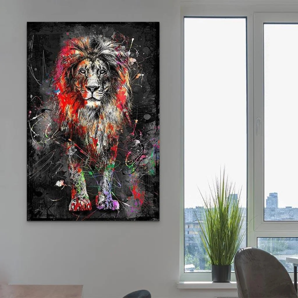 Tableau Lion Coloré Grafitti - Montableaudeco