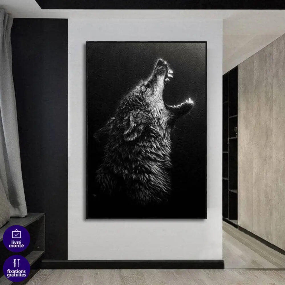 Tableau Loup Noir et Blanc - Montableaudeco