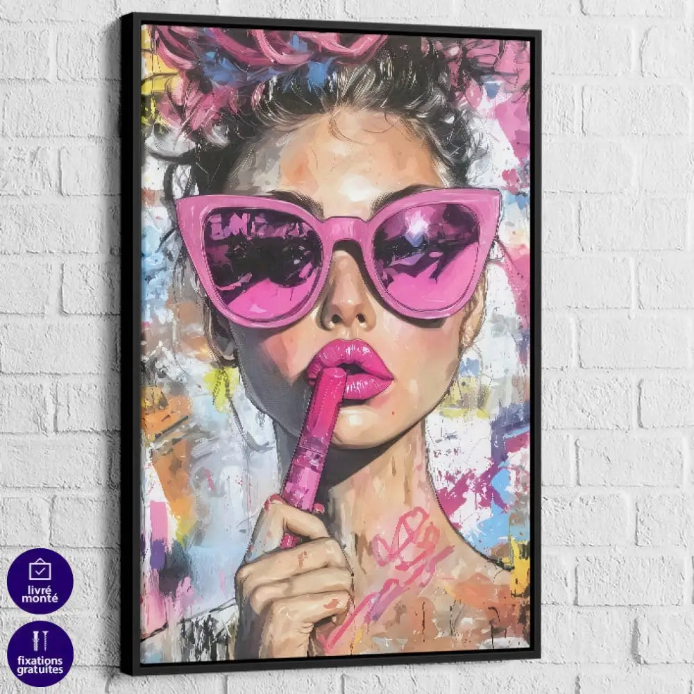 Œuvre murale féminine et audacieuse aux tons flashy