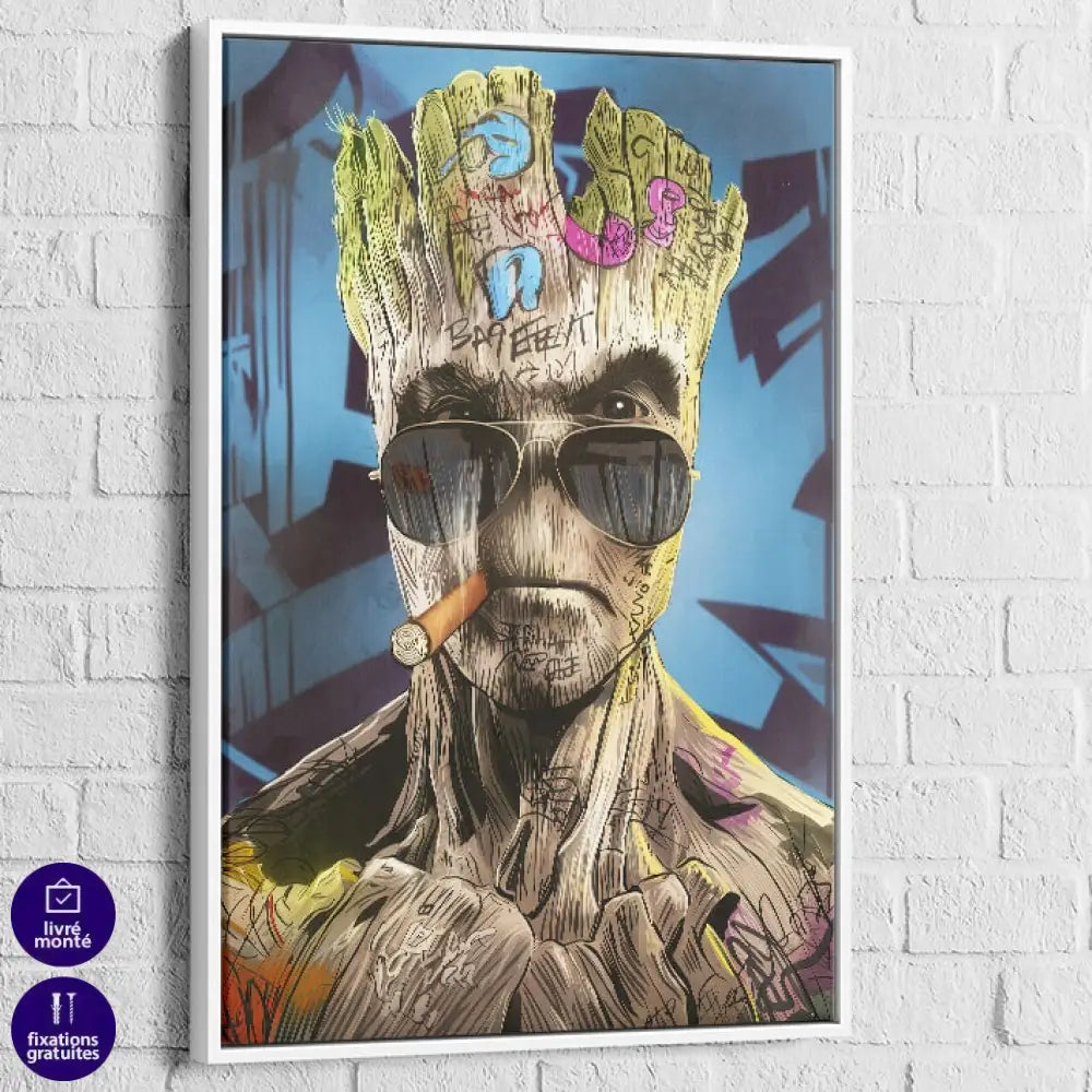 Tableau Marvel Groot 40x60cm / Cadre Blanc Tableau Marvel