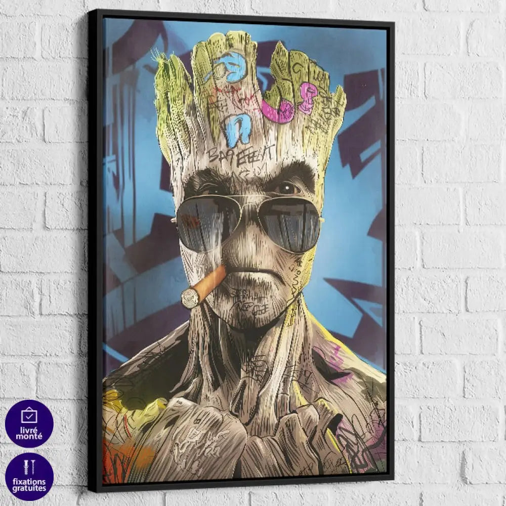 Tableau Marvel Groot 40x60cm / Cadre Noir Tableau Marvel