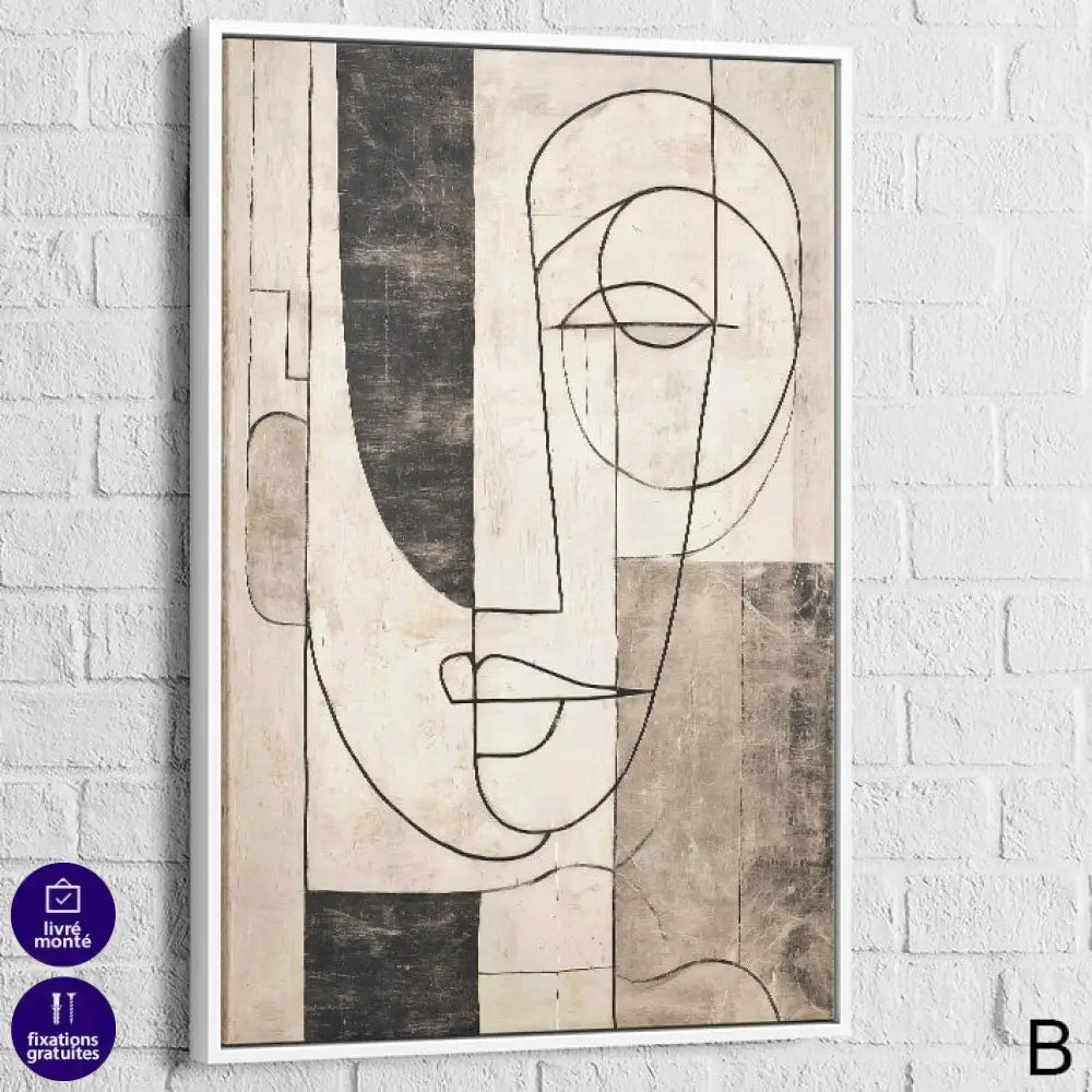 Tableau line art cadre blanc