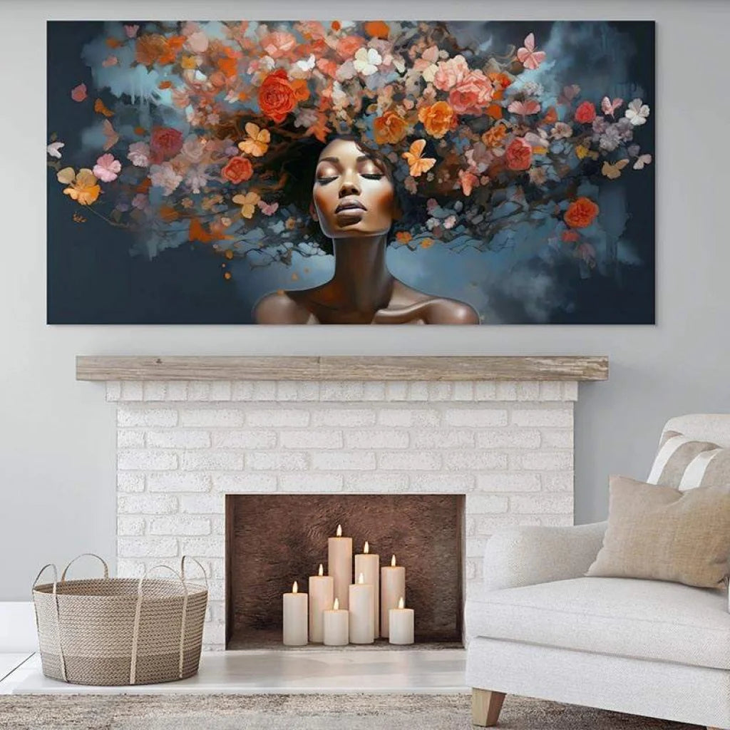 Tableau Moderne Âme en Fleurs 40x80cm / Toile tendue sur châssis Tableau moderne