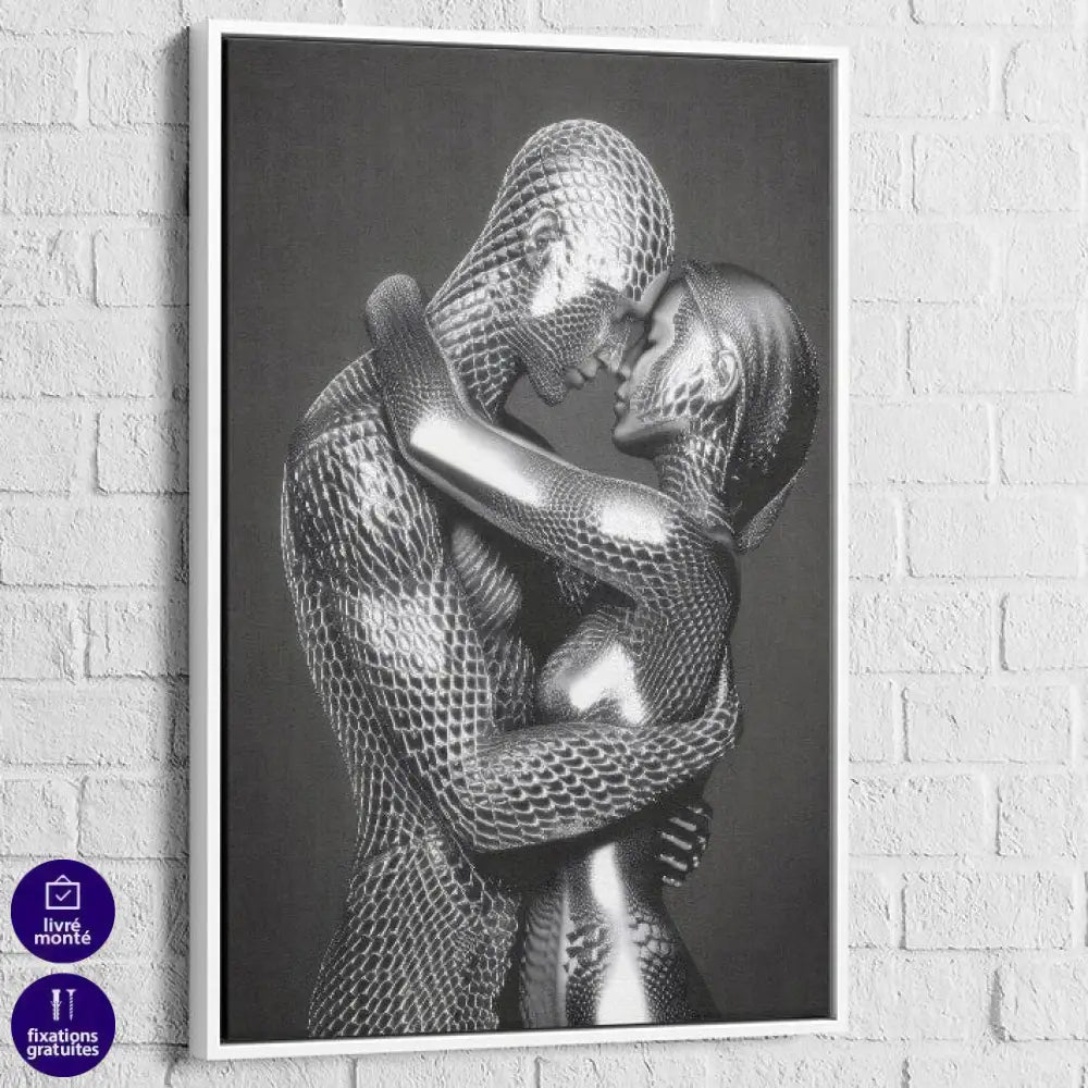 Tableau Moderne Amour Surréaliste 40x60cm / Cadre Blanc Tableau Femme