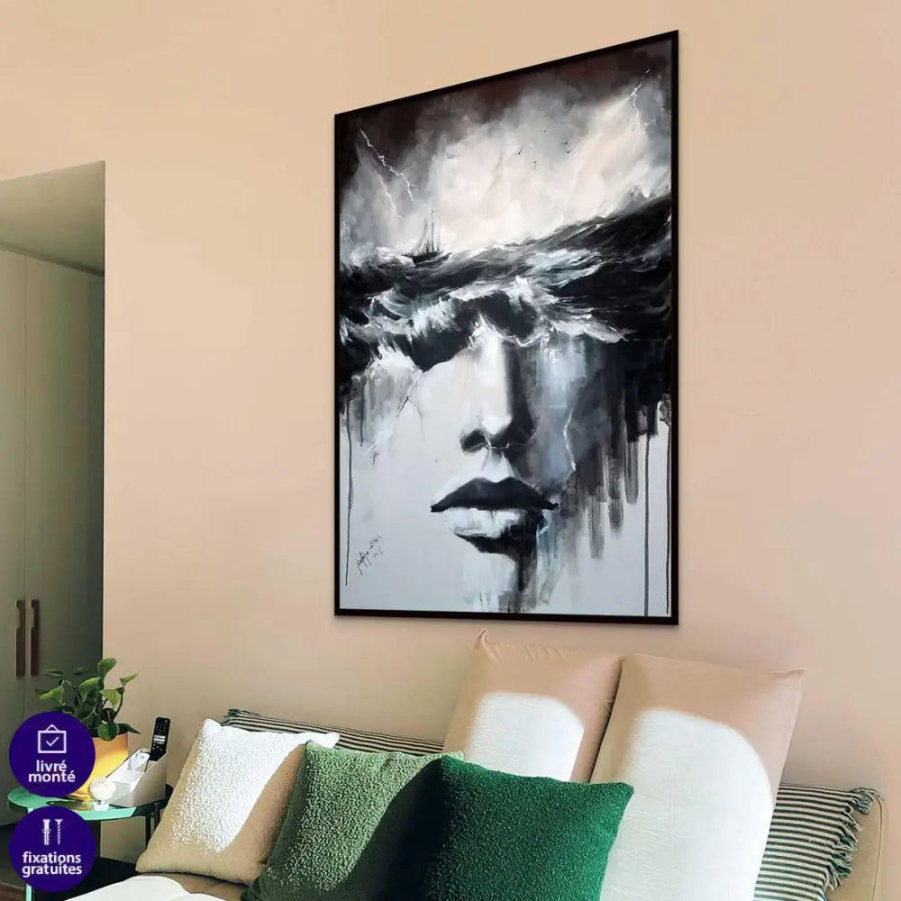 Tableau Moderne Fusion Femme et Mer - Montableaudeco