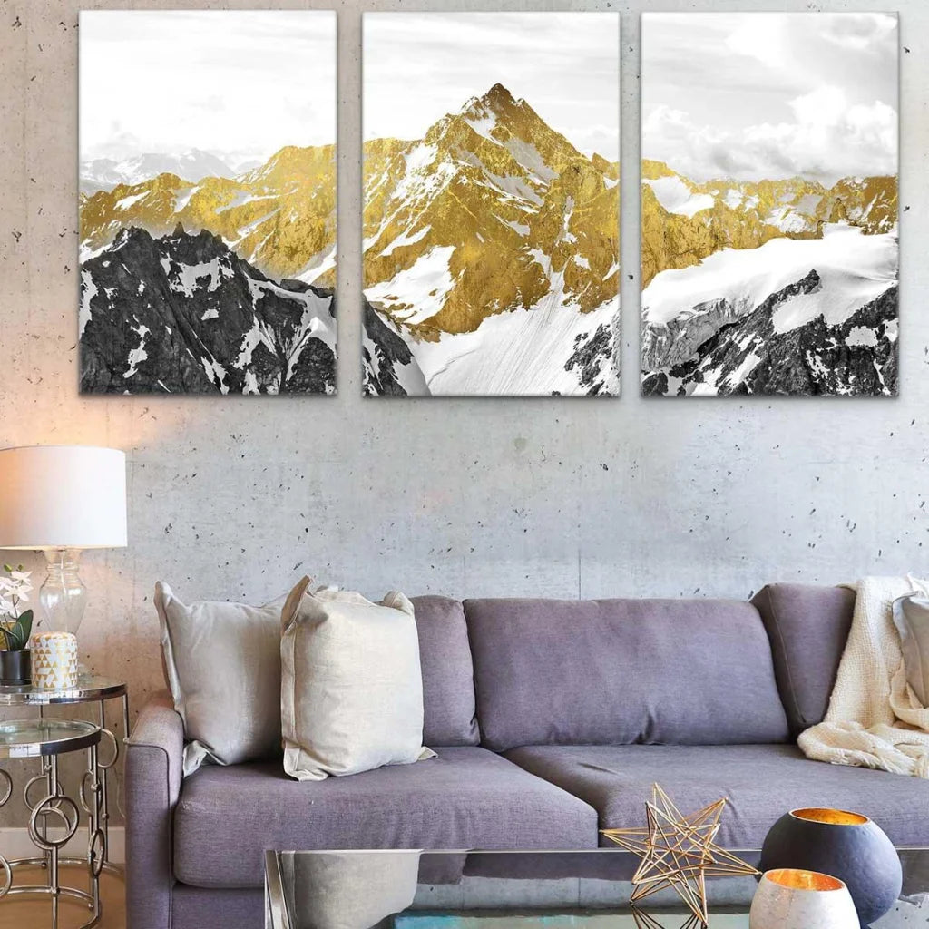 Tableau Montagne Enneigées 3 parties - Montableaudeco