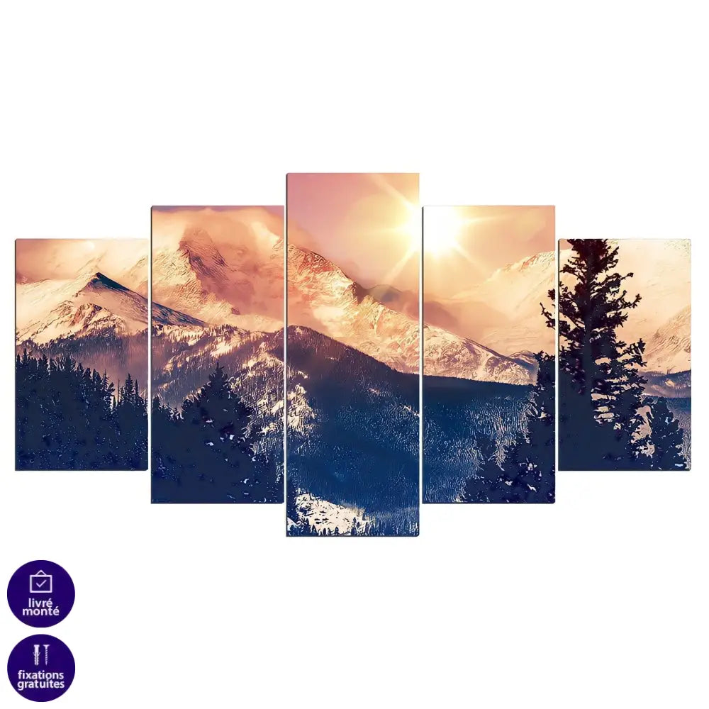 Tableau Montagne et Lever de Soleil - Montableaudeco